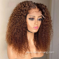 Usexy original himan hair ombre lace front wigs kinky curly natural brown human hair 6x6 hd lace closure wigs for black women